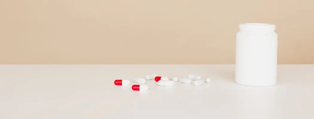 Prescription drugs on a white table